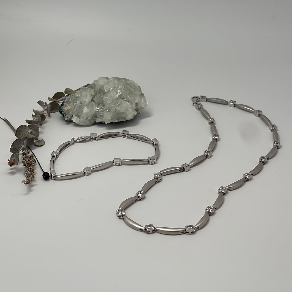 Thumbnail: Sterling Silver Sapphire Bracelet & Necklace Set