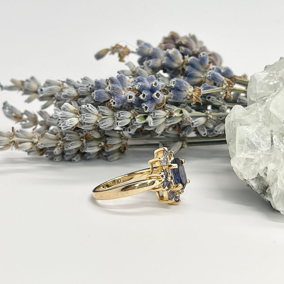 Thumbnail: 9Kt Tanzanite Flower Yellow Gold Ring