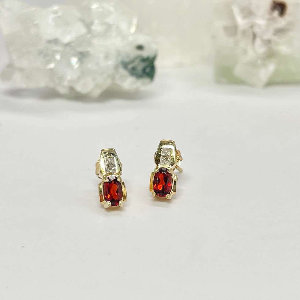 Thumbnail: 10kt Garnet & Diamond Gold posts