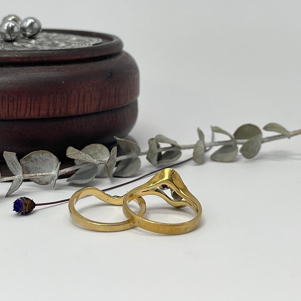 Thumbnail: 1979' 18kt Yellow w/ touch of White Gold Funky Engagement Set