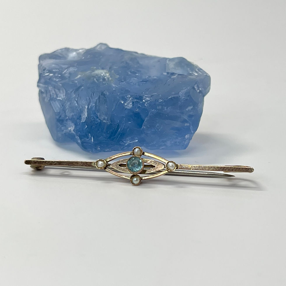 Thumbnail: Antique Aquamarine & Seed Pearl Brooch