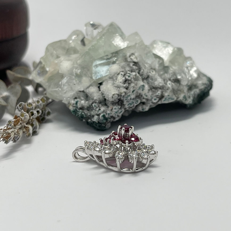 Thumbnail: 14kt White Gold 28 Stone Drop Pendant