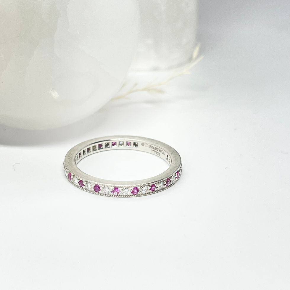 Thumbnail: Tiffany & Co 950 Platinum Diamond Ruby Eternity Band