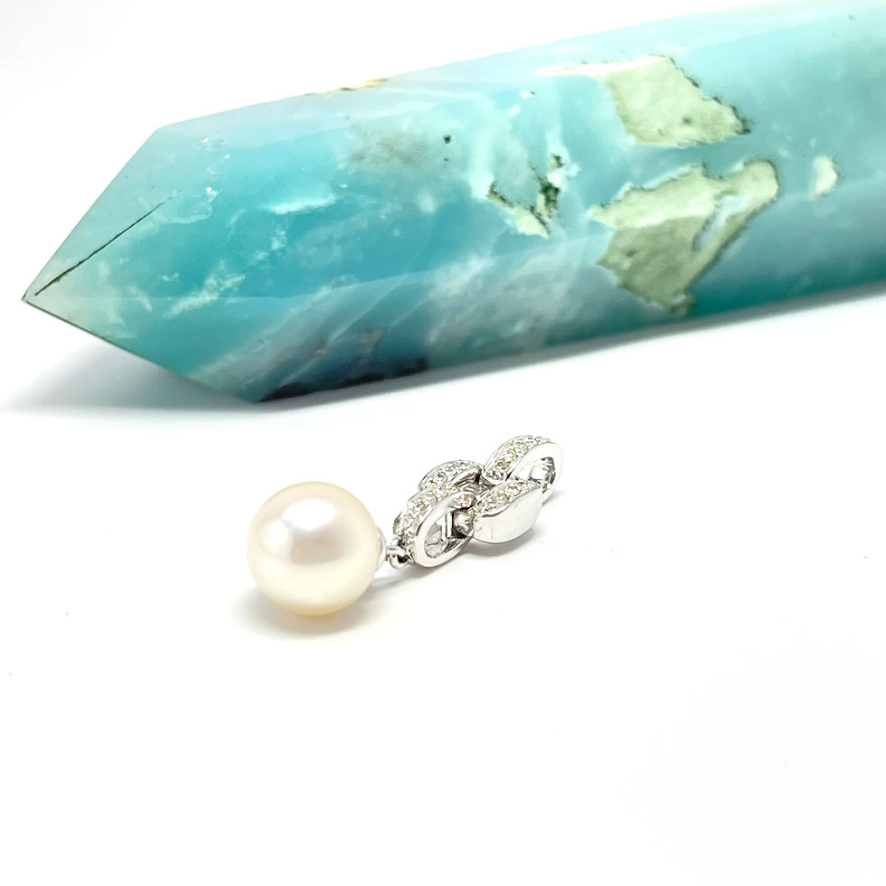 Thumbnail: 14Kt White Gold Diamond Pearl Drop Pendant
