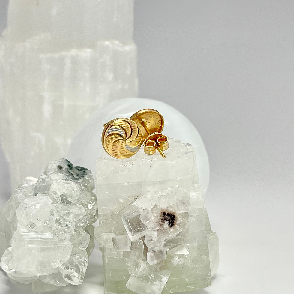 Thumbnail: 18Kt Tri Gold Circle Post Earrings