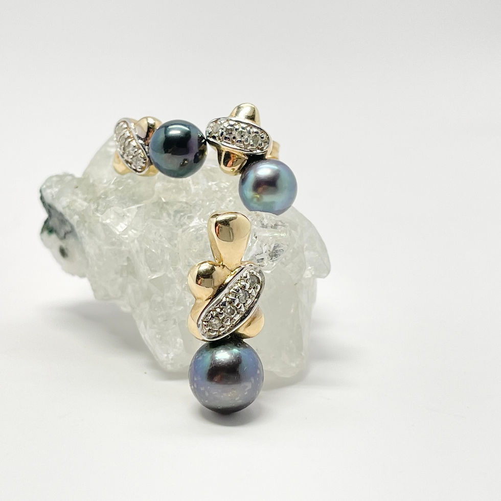 Thumbnail: 10Kt Tahitian Pearl Diamond Pendant & Earring Set