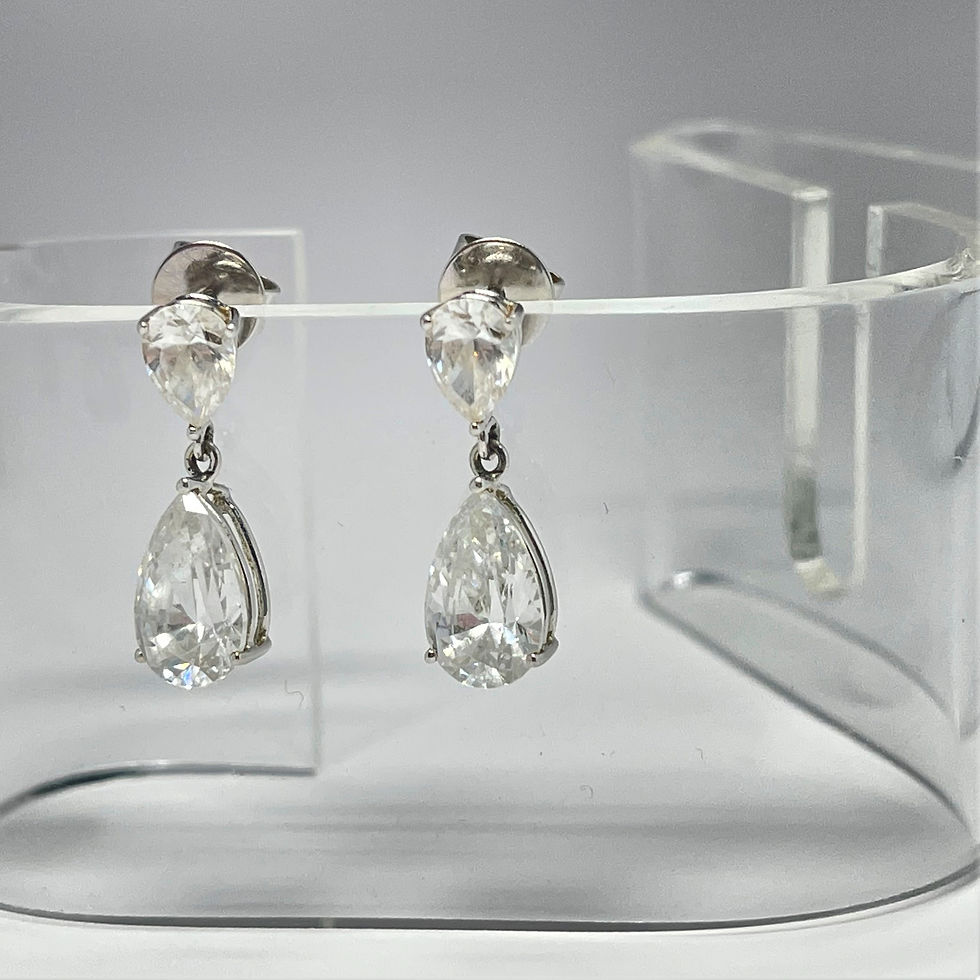 Thumbnail: 14Kt White Sapphire Drop Earrings