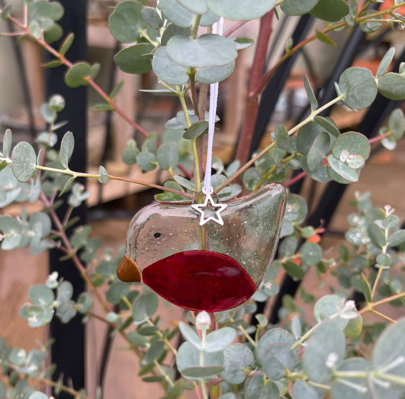 Fused Glass Robin Decoration