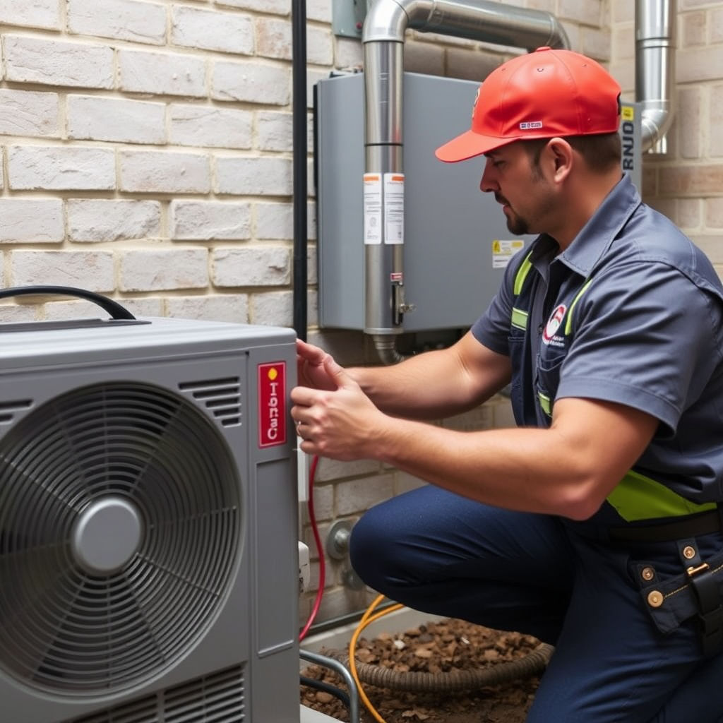 Licensed HVAC technician inspecting and repairing a residential furnace system in Coquitlam, ensuring efficient heating performance.