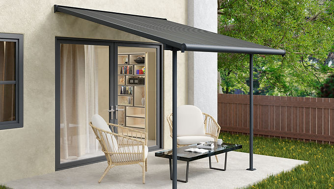 פרגולה אלומיניום SIERRA אפורה 3x3.1 עם קירוי אפור