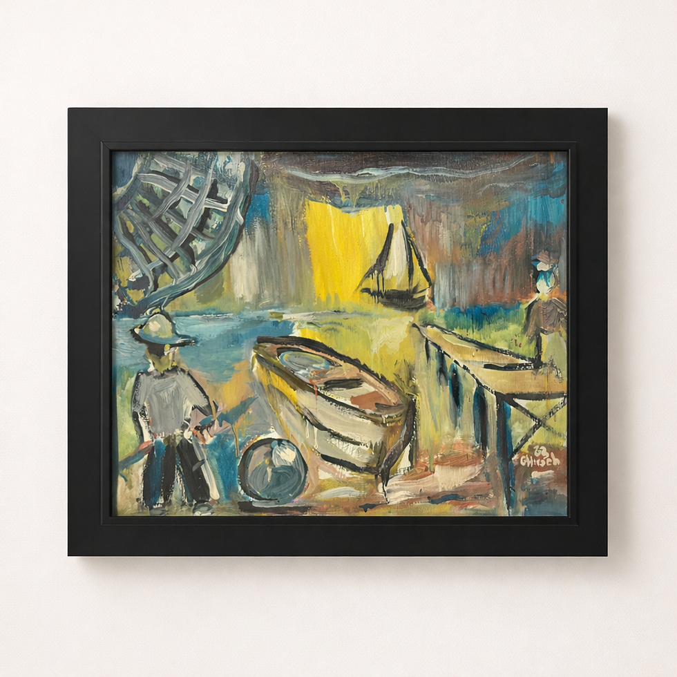 Thumbnail: Mid-century Seaside scene, signed G Hirsch