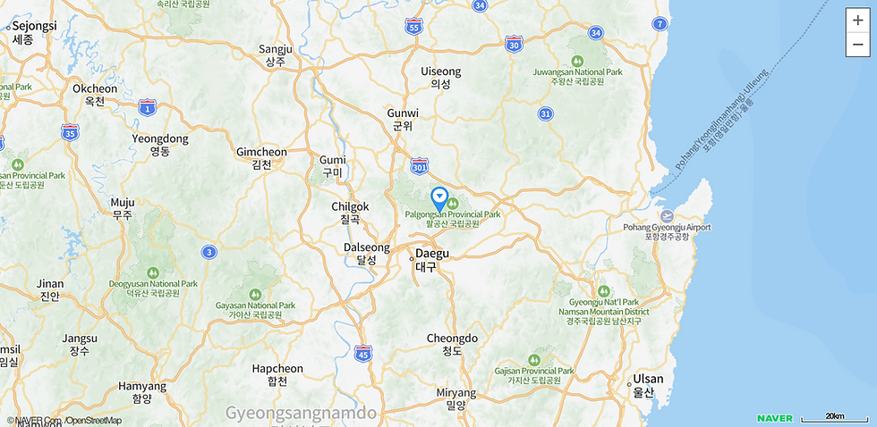 Map showing Palgongsan Cable Car location near Daegu, South Korea