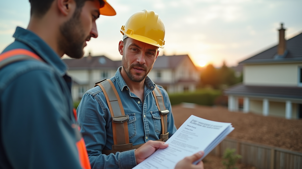 Eye-level view of a roofing contractor discussing financing options with a homeowner