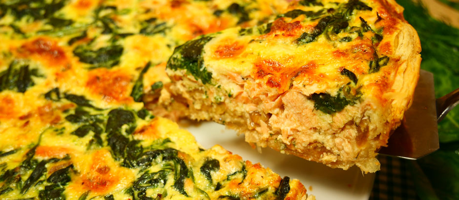 Quiche feuilletée au saumon, épinard et tomme de chèvre