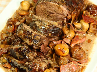 Rôti de sanglier aux châtaignes et à la crème