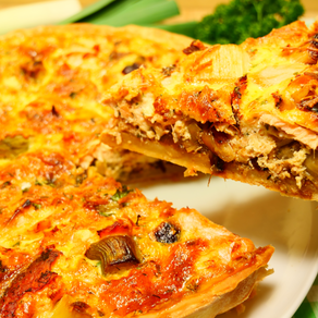 Quiche aux poireaux et au saumon grillé