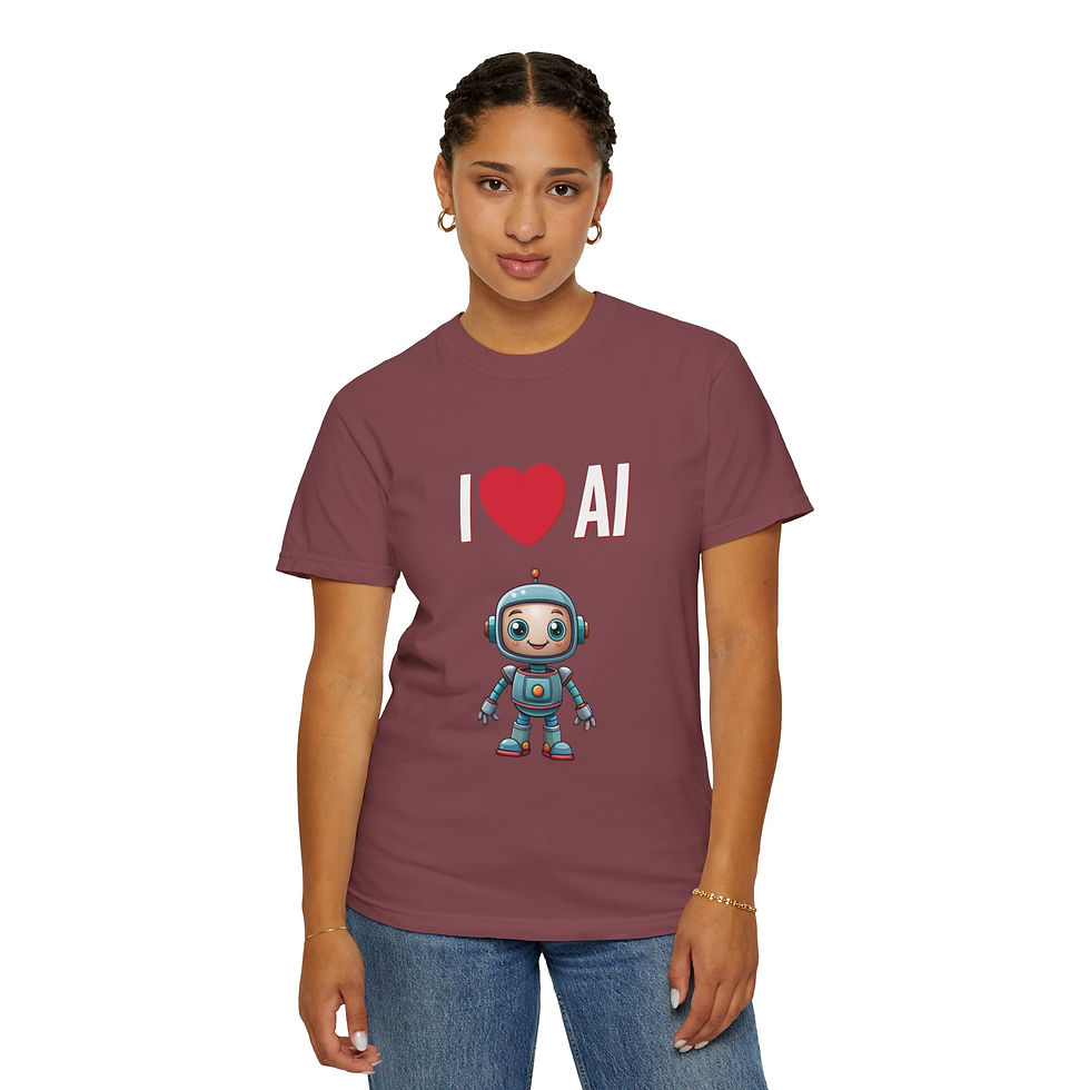 Thumbnail: I  love AI Unisex Garment-Dyed T-Shirt | Tech Lover Gift