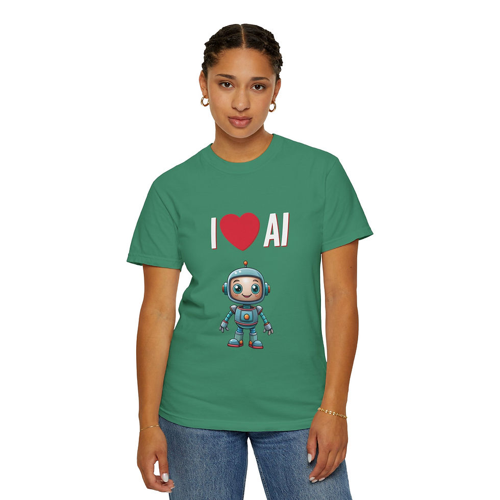 Thumbnail: I  love AI Unisex Garment-Dyed T-Shirt | Tech Lover Gift