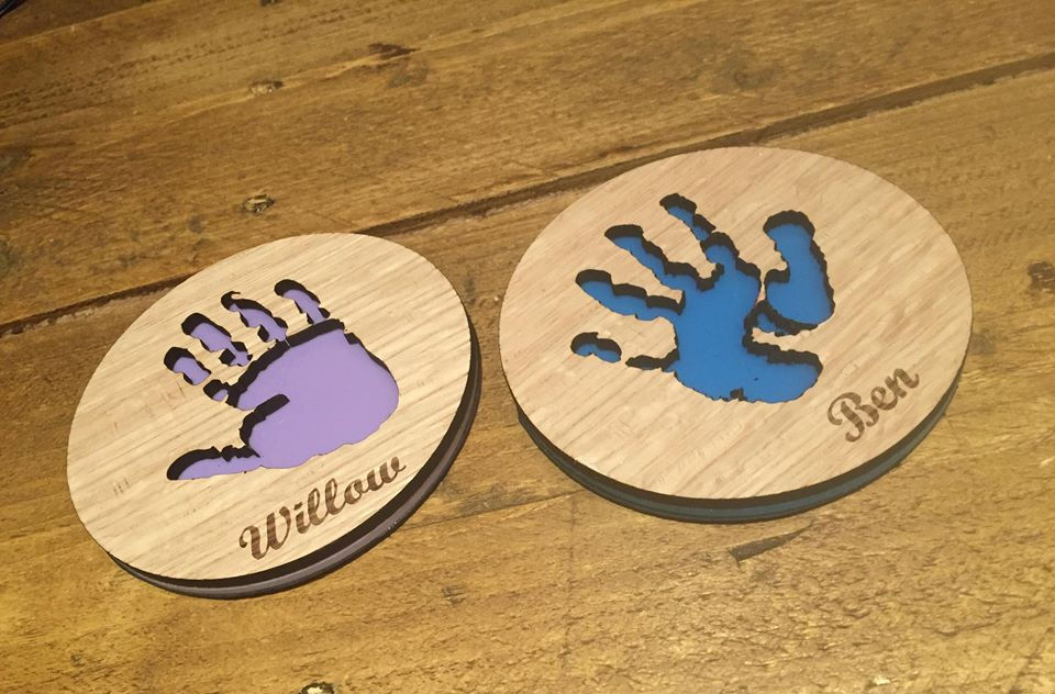 Thumbnail: Wooden Children's Handprint Coasters