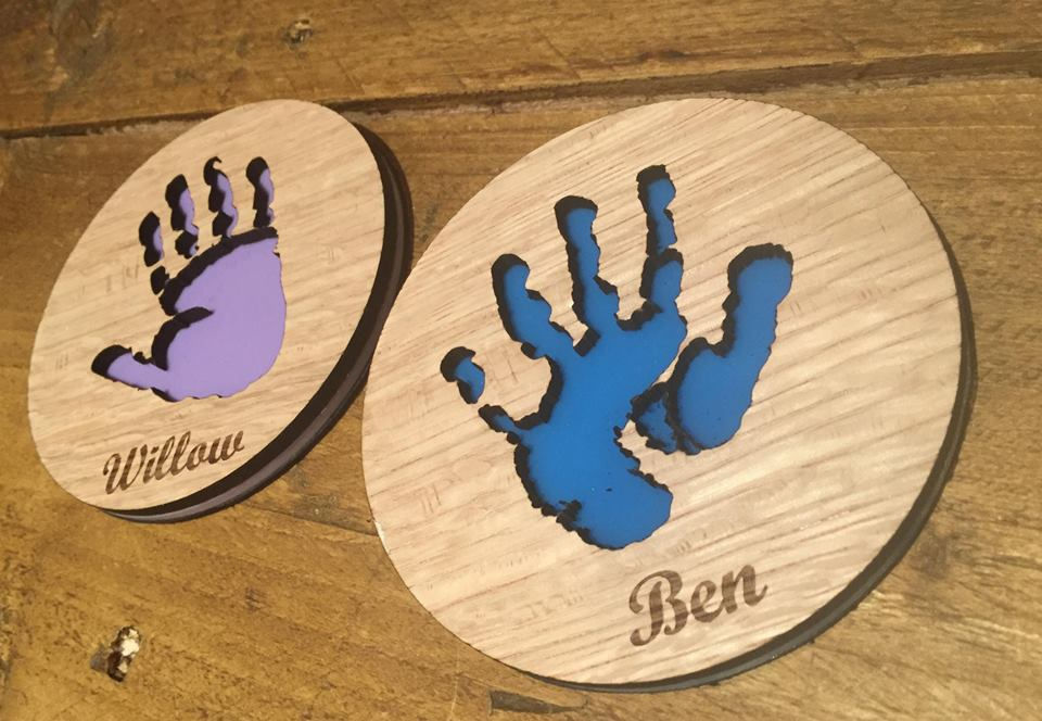 Thumbnail: Wooden Children's Handprint Coasters