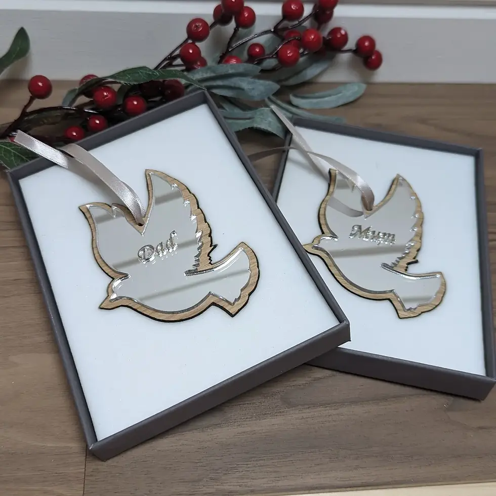 Thumbnail: Personalised Dove Christmas Decorations