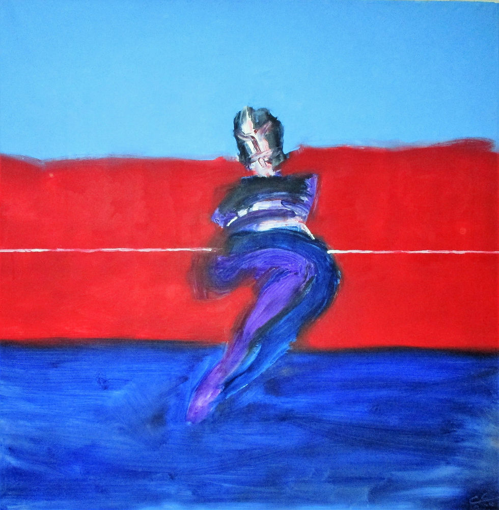 2012 Femme assise sur canapé rouge