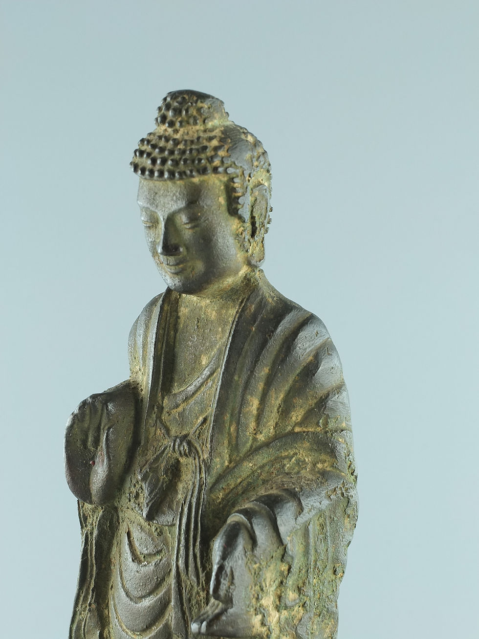 Thumbnail: A Korean bronze, Unified Silla period or earlier, standing figure of Buddha
