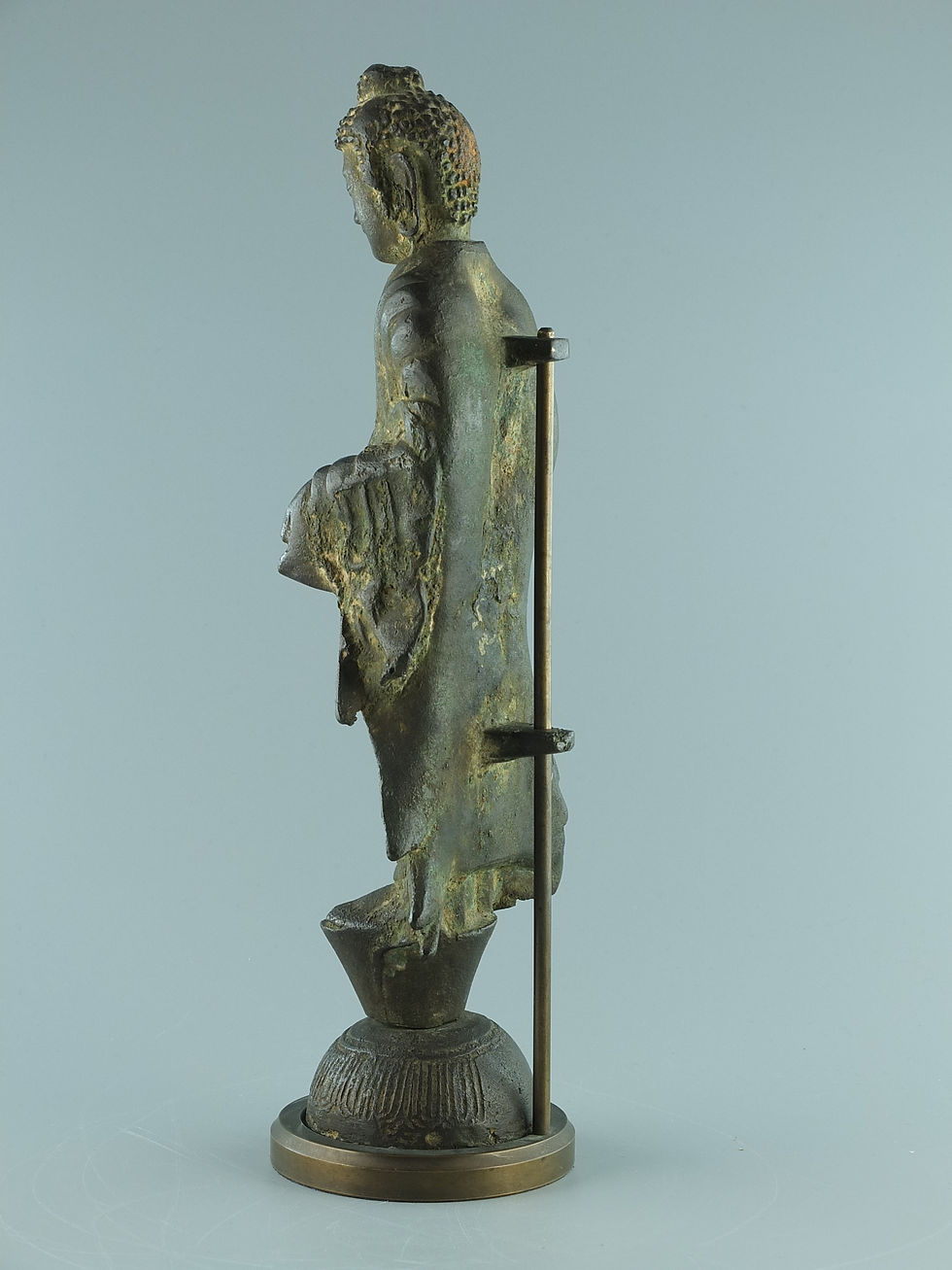 Thumbnail: A Korean bronze, Unified Silla period or earlier, standing figure of Buddha