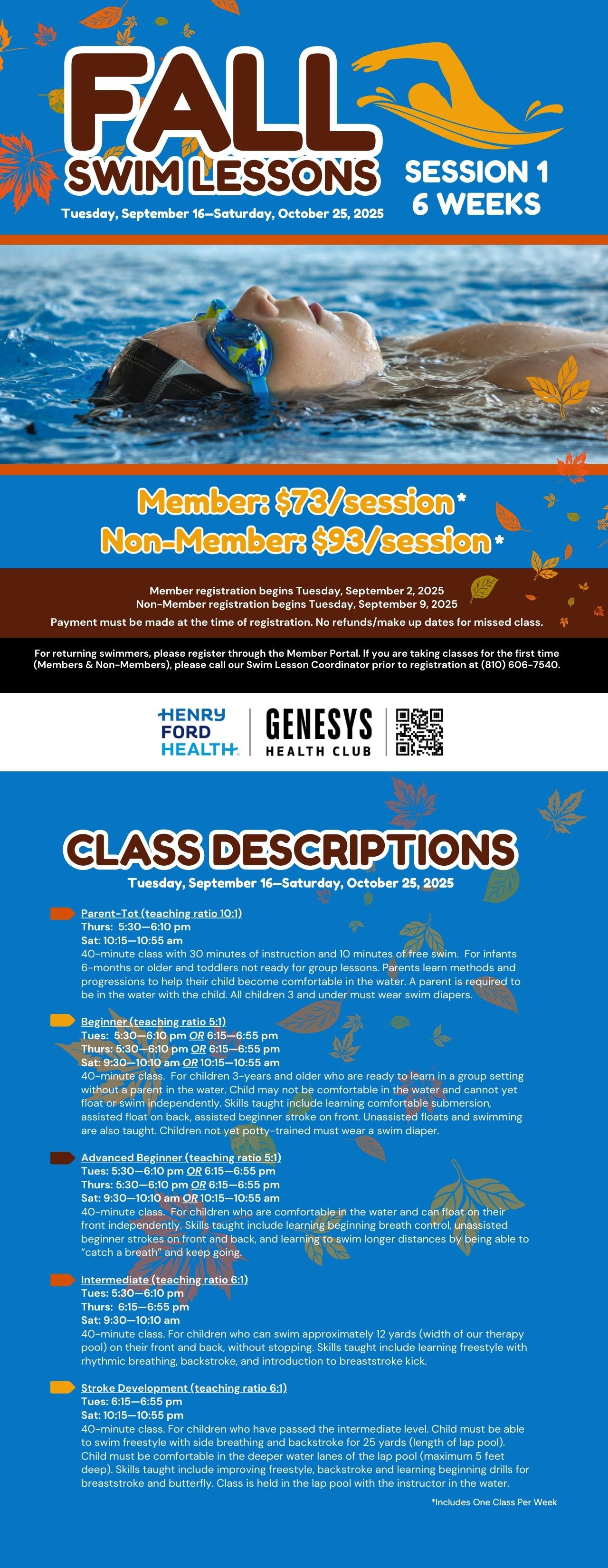 Fall Swim Lessons | Henry Ford Genesys Health Club
