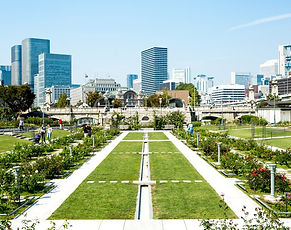 A scenic riverside park in the heart of Osaka, known for its tranquil rose garden and historic landmarks.