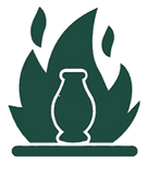 Vector of a vase surrounded by flame