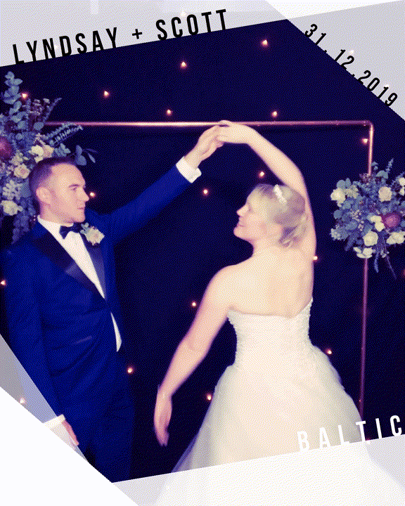 gif of bride and groom with gold glitter at a wedding at BALTIC, Gateshead