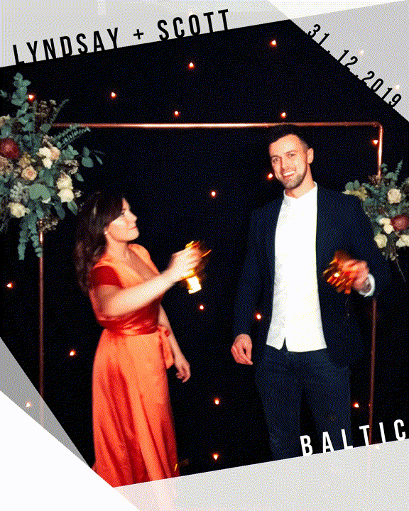 Gif of friends with gold glitter at wedding in Newcastle upon Tyne