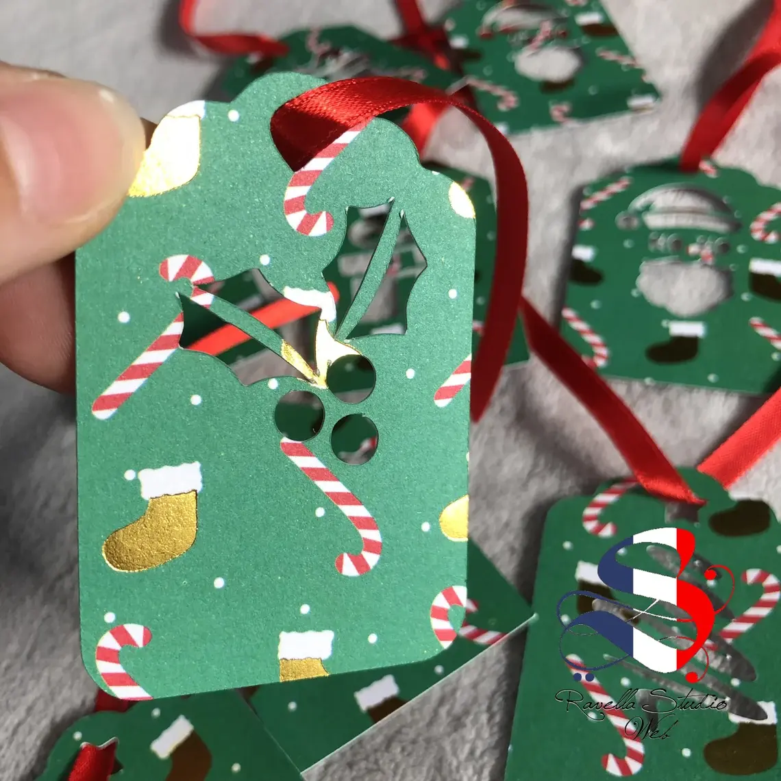 Lot de 12 étiquettes de Noël - Sucres d'orge