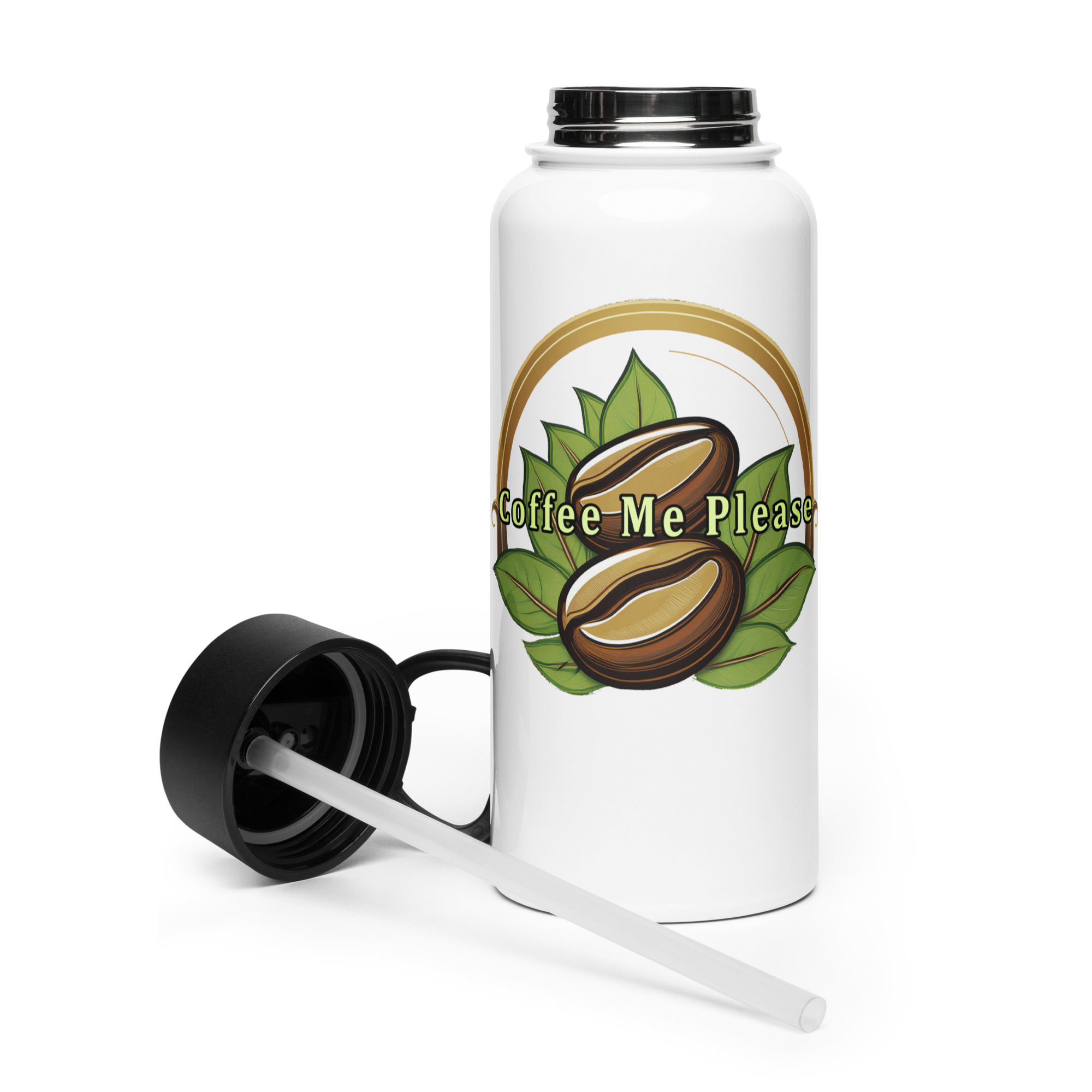 Official 'Coffee Me Please' Stainless Steel Bottle w/ Lid