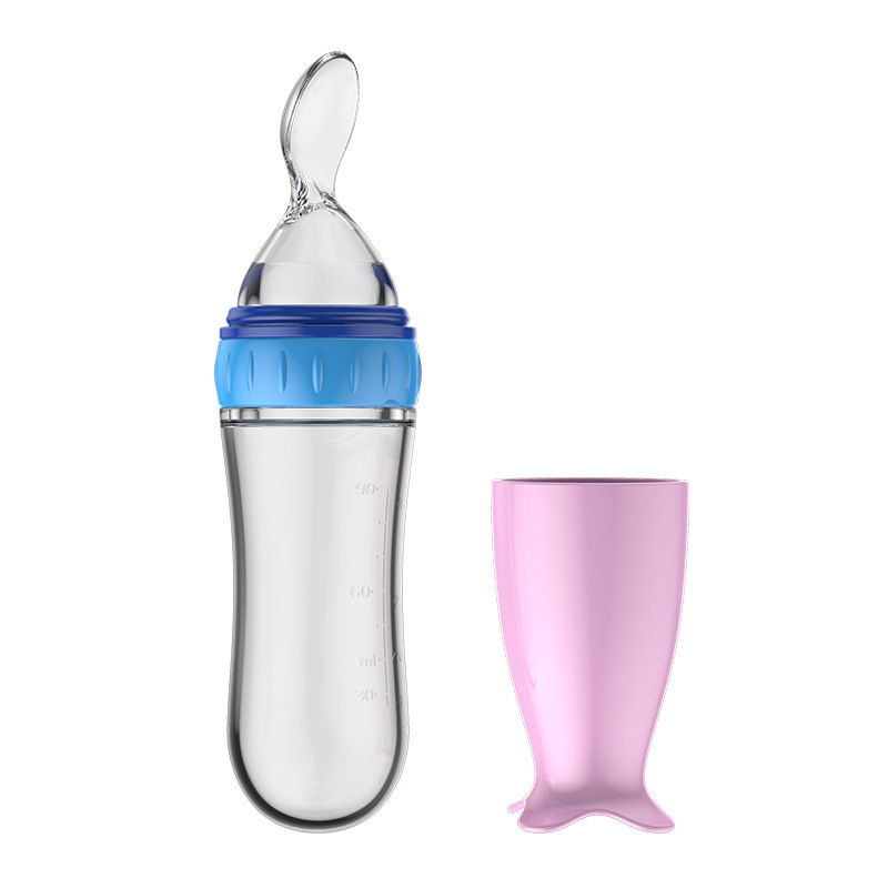 Thumbnail: Safe Useful Silicone Baby Bottle With Spoon Food Supplement Rice Cereal Bottles 