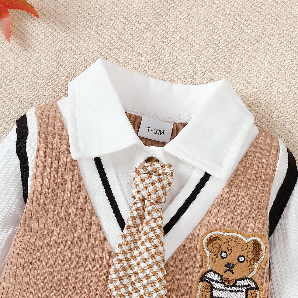 Miniatura: Baby boy Small Gentleman Jumpsuit Cartoon Teddy Bear Long sleeves Jumpsuit  for 