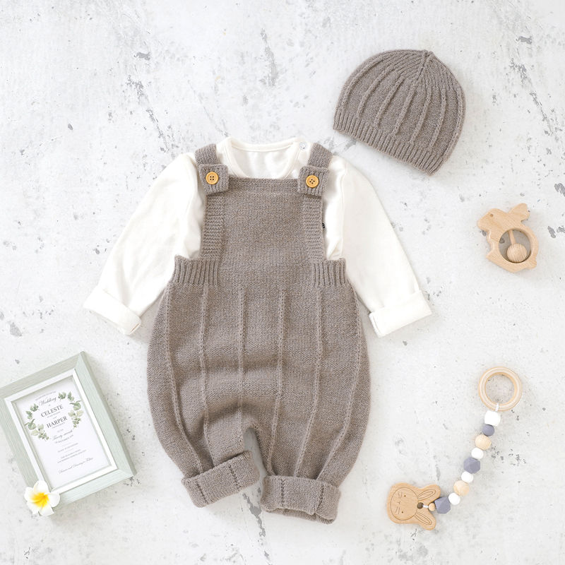 Miniatura: Baby Boys Girls Rompers Hats Clothes Fashion Sleeveless Knitted Newborn Infant N