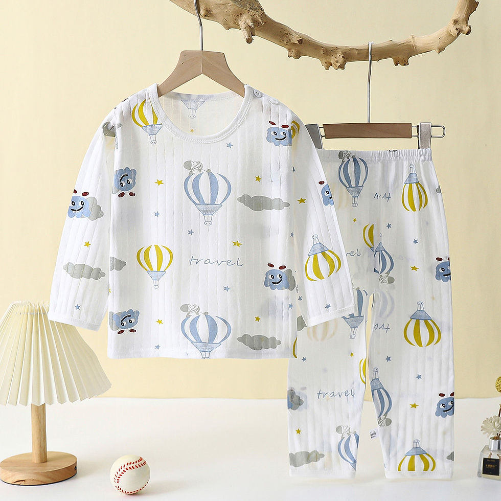 Miniatura: Soft Breathable Cotton Baby Children Pajamas Set Cute Cartoon Long Sleeve Home S