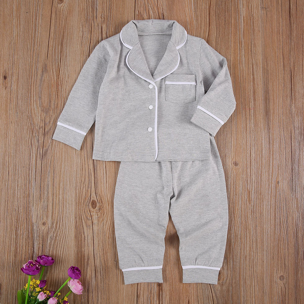Miniatura: Qianderer Kids Baby Boy Girl Pajamas Set Long Sleeve Button Down Shirt Top Pants