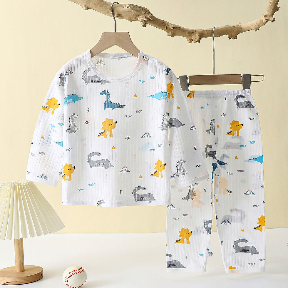 Thumbnail: Soft Breathable Cotton Baby Children Pajamas Set Cute Cartoon Long Sleeve Home S