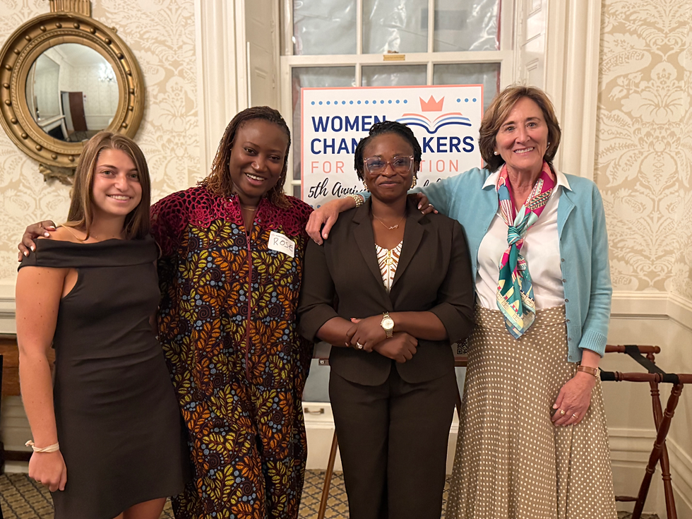 From the left: Ariel (WC4E Marketing & Comm. Associate), Rose (WC4E Ghana Country Advisor & Cohort 1 Alumna), Fatimah (WC4E Cohort 1 Alumna), Constance (WC4E Executive Director)