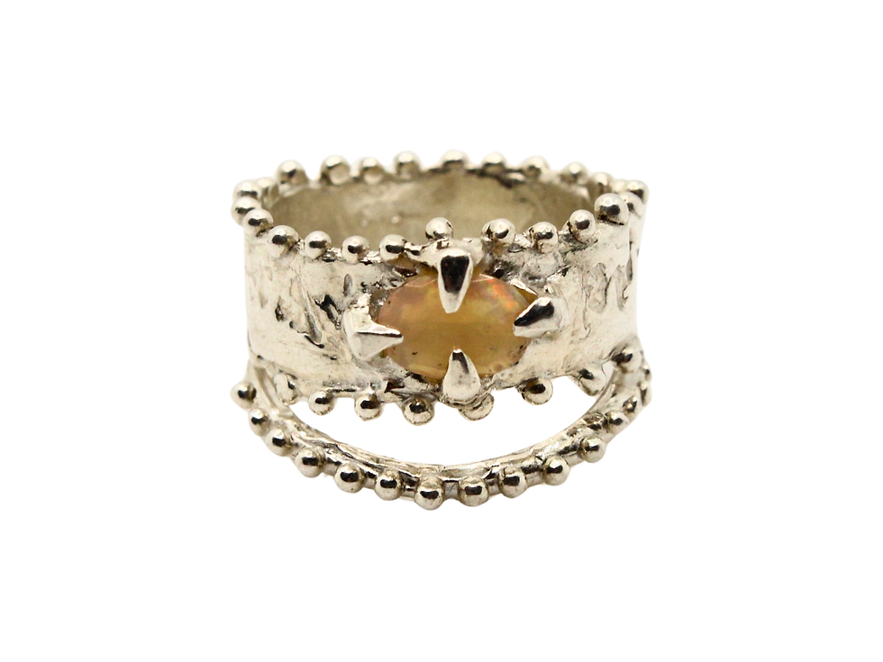 Anello a fascia Enea in argento 925 con opale ovale