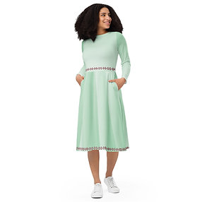 Mint long sleeve midi dress