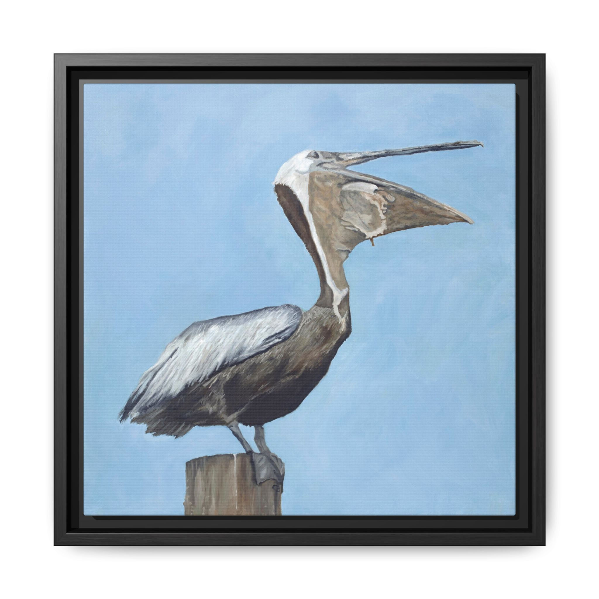 Framed Laughing Calabash Pelican Original Oil Painting Print
