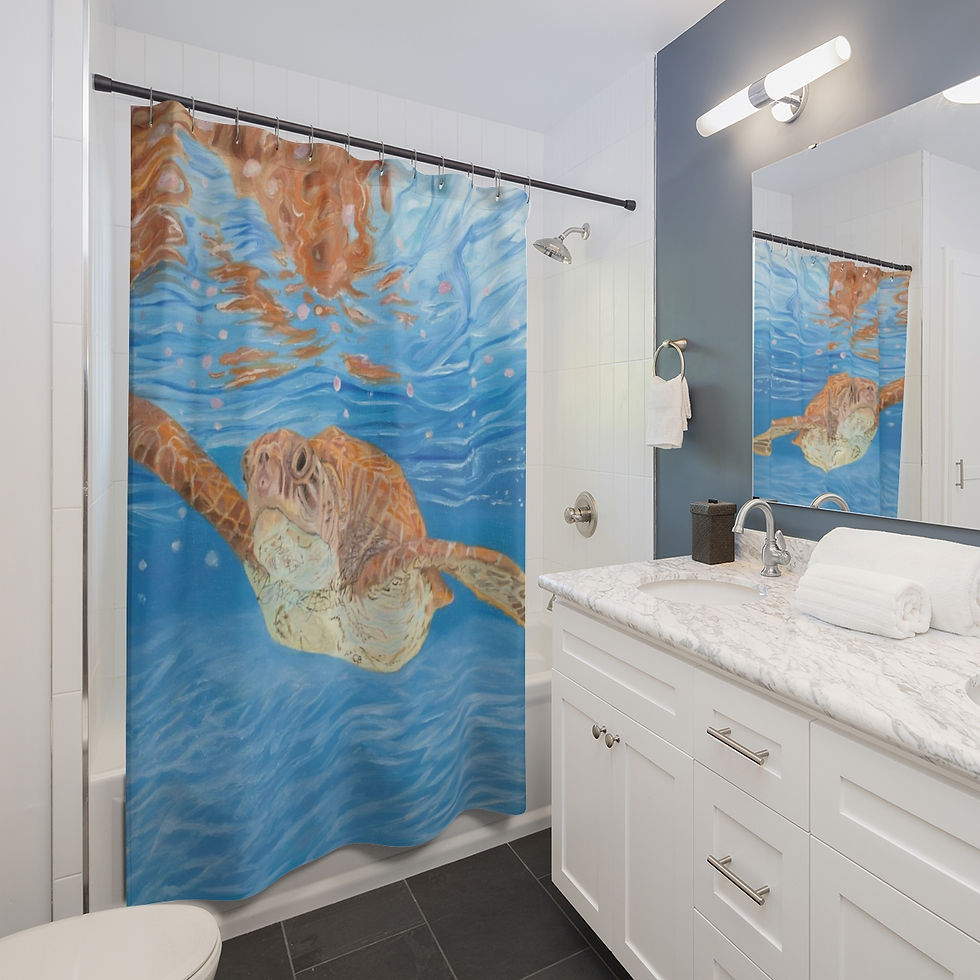 Thumbnail: Shower Curtain Swimming Underwater Sea Turtle In Ocean