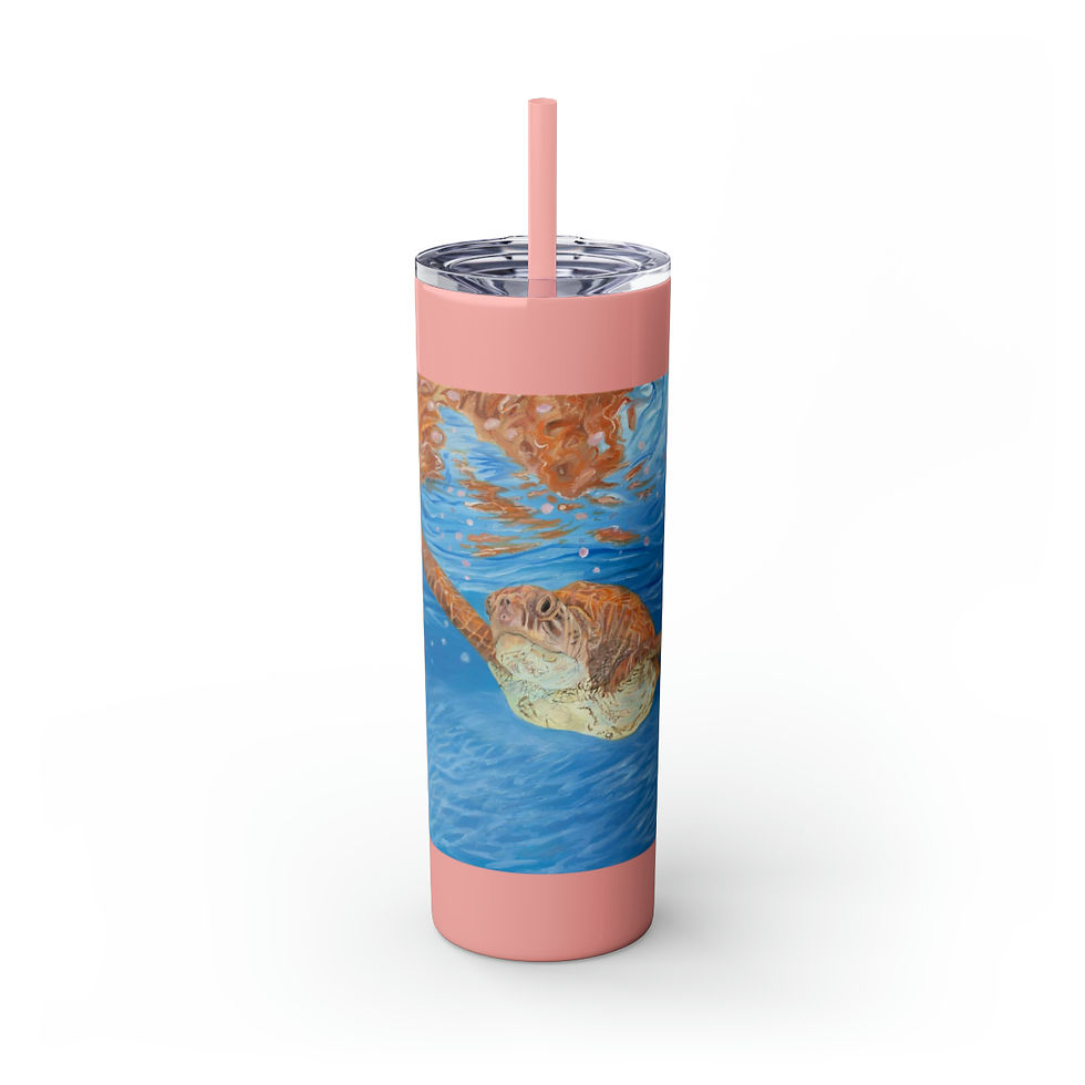 Thumbnail: Swimming Underwater Sea Turtle In Ocean Tumbler with Straw, 20oz