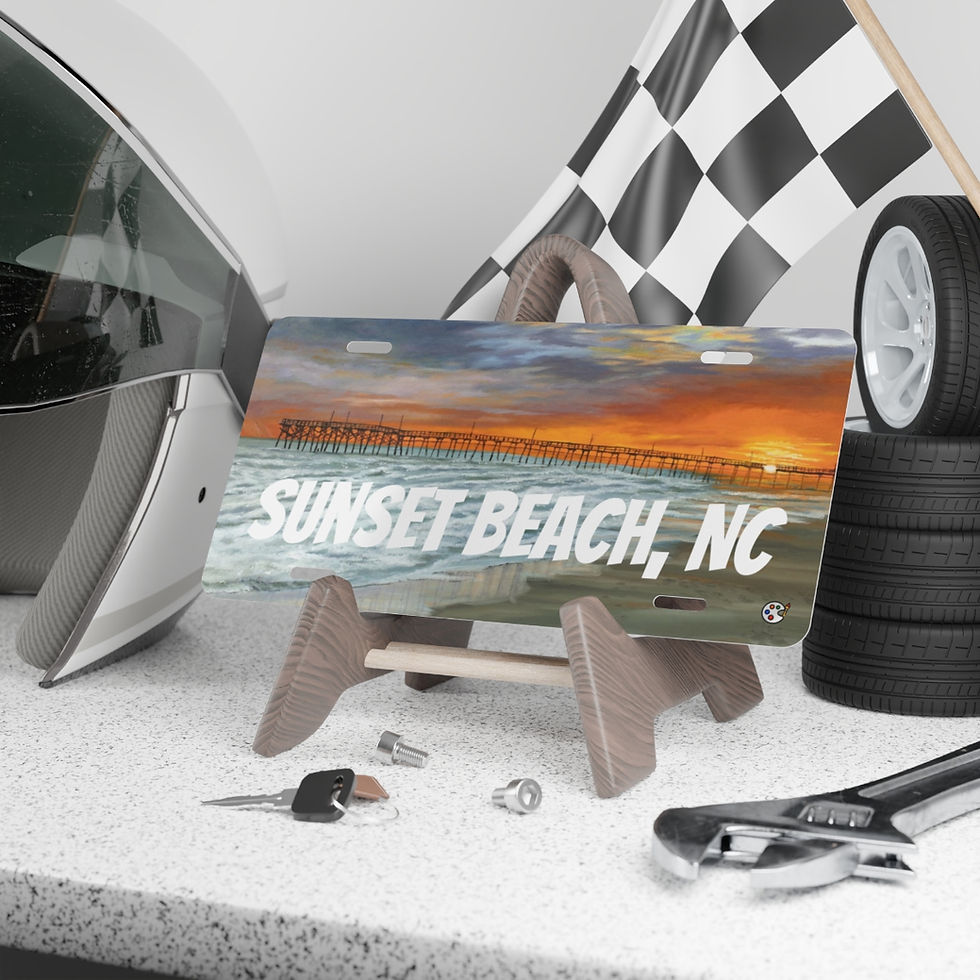 Thumbnail: Vanity Plate Sunset At The Pier Original Oil Painting Print