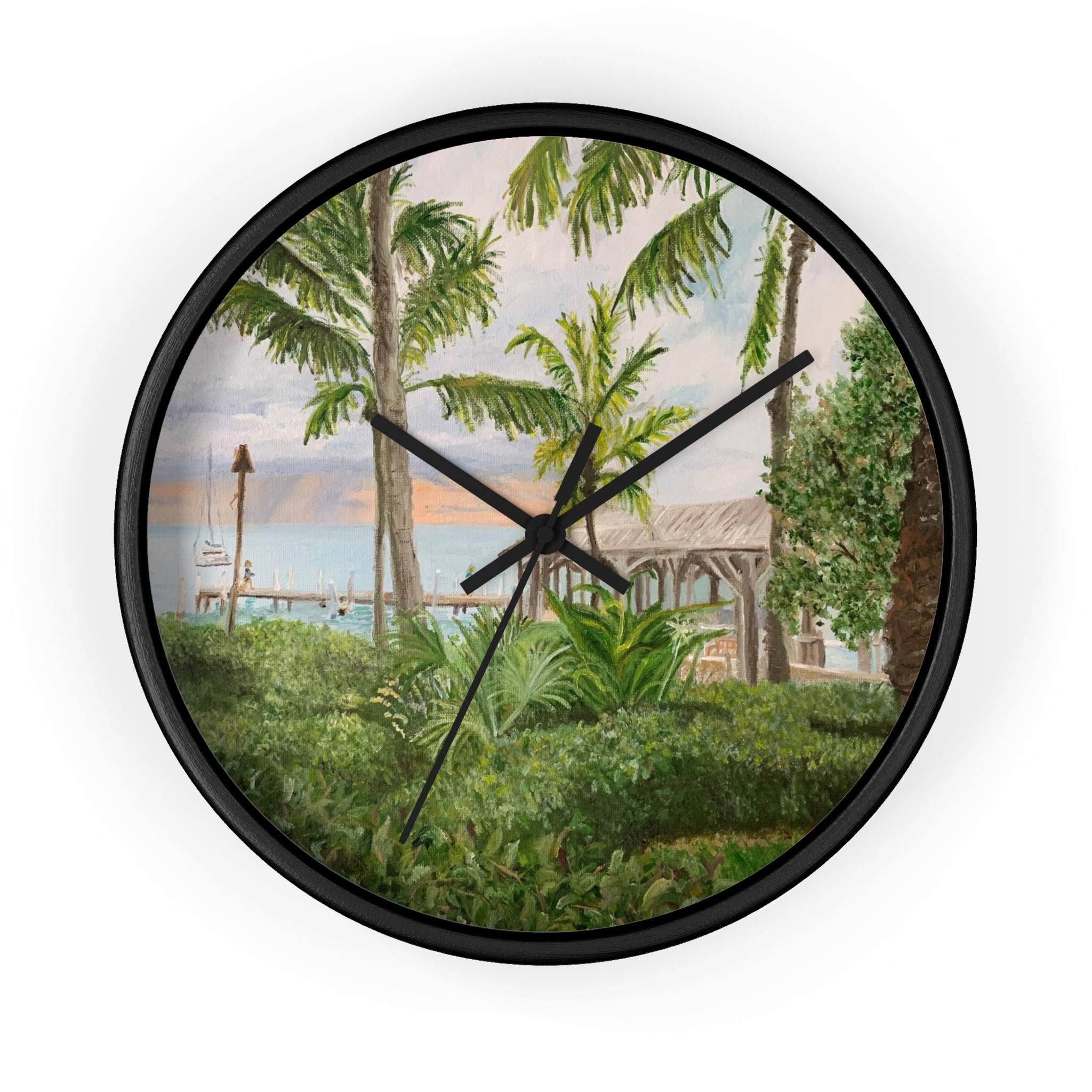 Sunset Key West Beach Landscape Original Oil Painting Print Wall clock