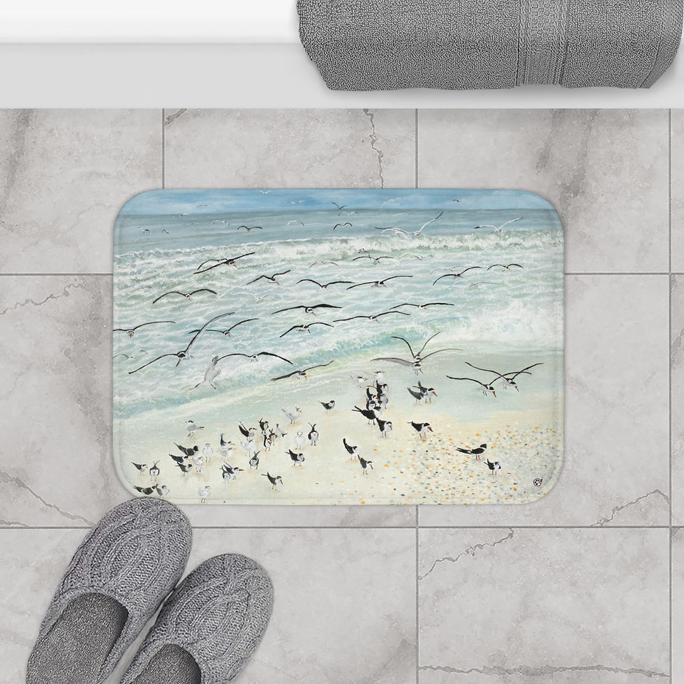 Thumbnail: Birds In Flight Original Oil Painting Print Bath Mat